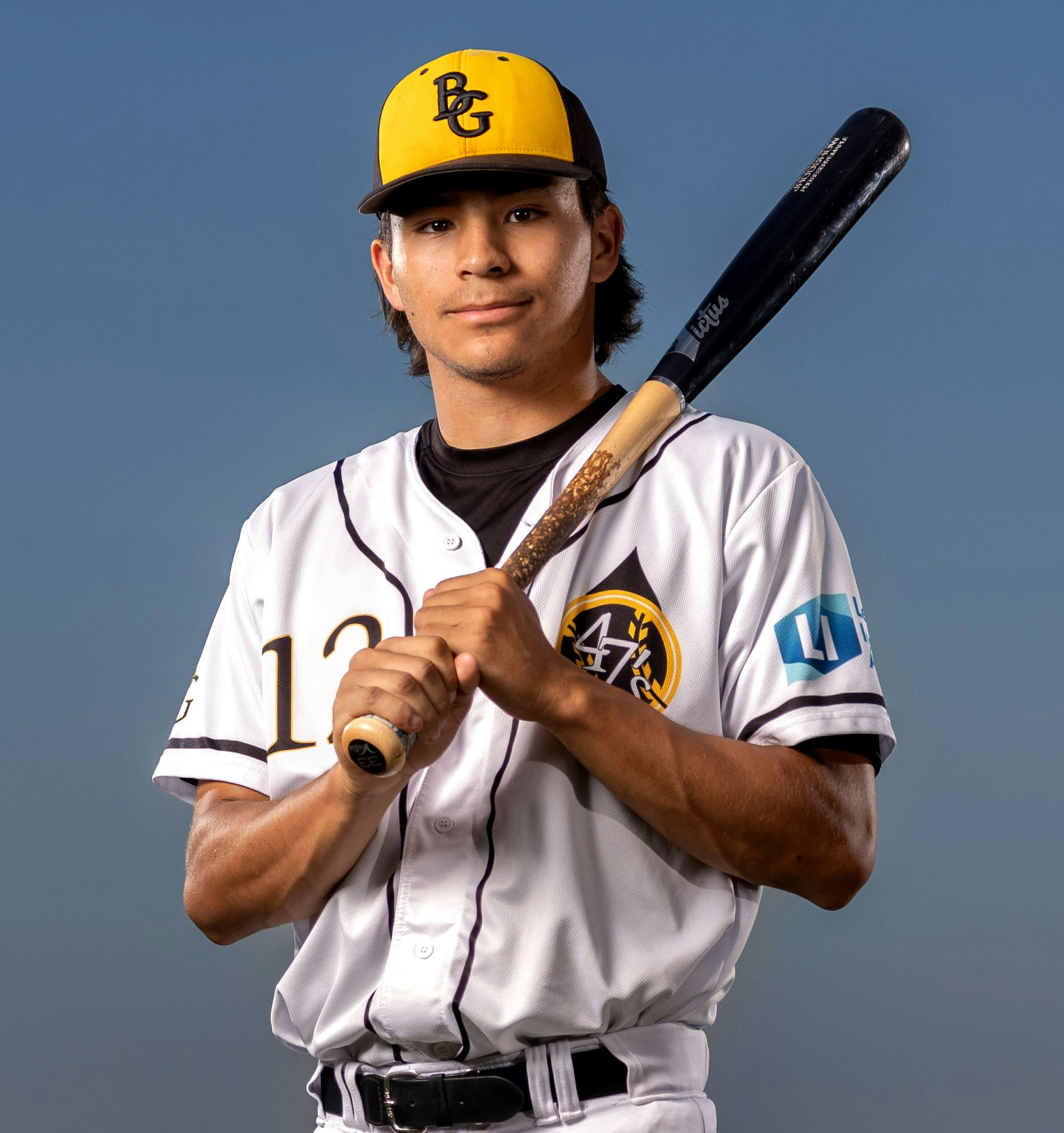 LEDUC, AB - July 10: 18U AAA Leduc Black Gold 47's player Antonio Juarez at Fred Johns Park in Leduc on July 10, 2024. (Photo by James Maclennan)